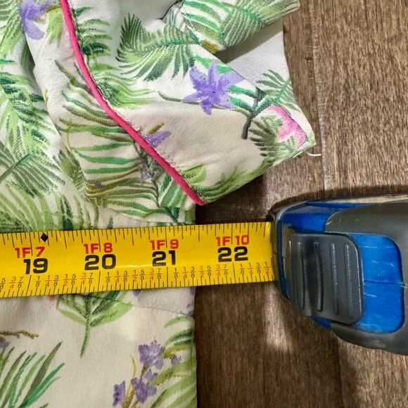 Cynthia Rowley Floral Palm Tropical Pajama Set – Top & Pants Size L - Picture 14 of 17